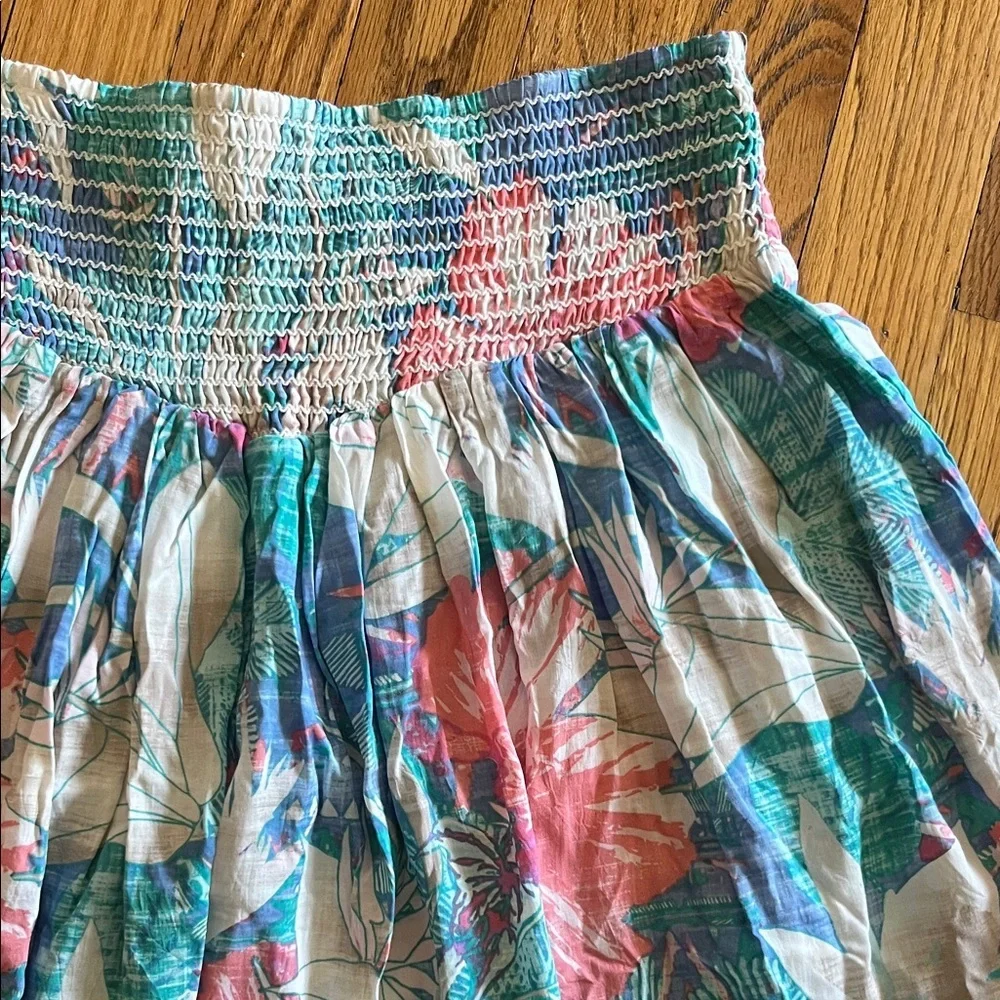 Aeropostale Pink & Blue Floral Smocked Mini Skirt